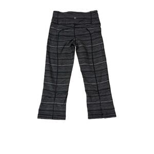Women's Grey Lululemon Striped Mid-Rise Lululemon Cropped Slit Leg Leggings Size
